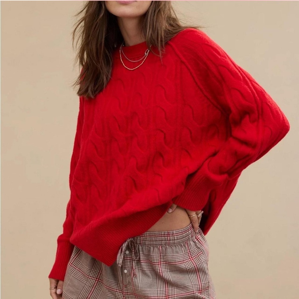 aerie red knit sweater